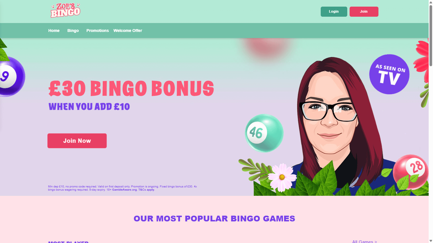 Zoe's Bingo Casino Desktop screenshot